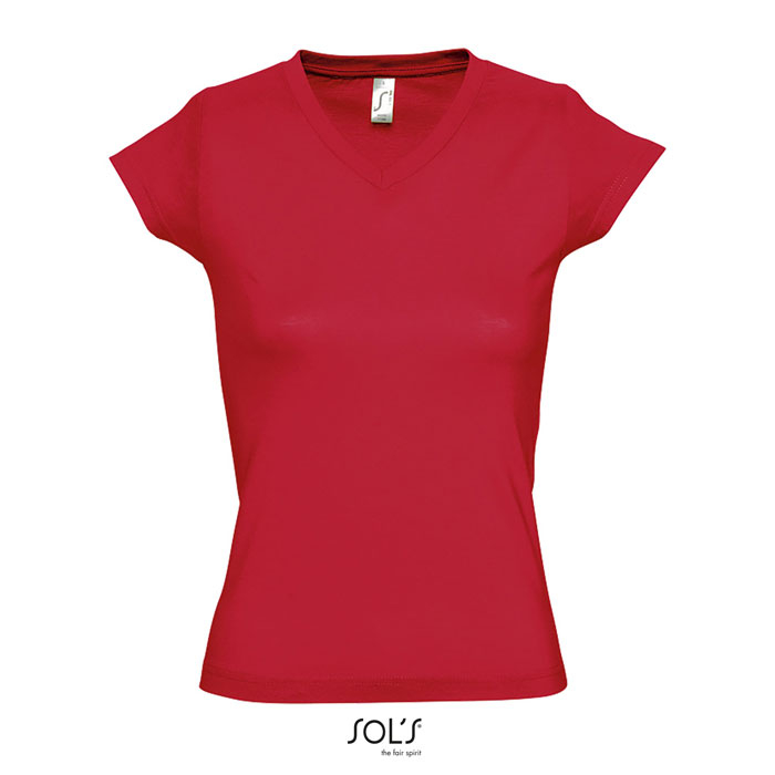 Tshirt col V publicitaire femme 150g - MOON Rouge 1